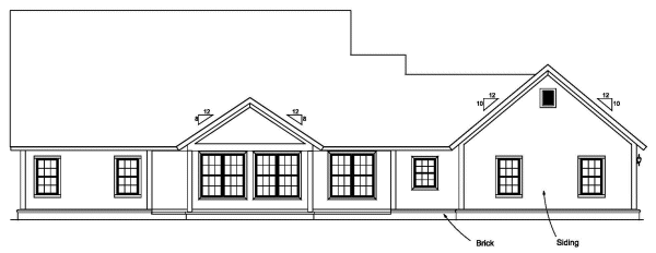 Rear Elevation for House Plan #247842