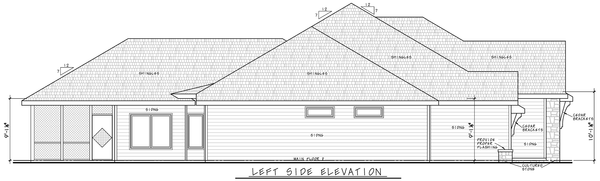 Left Elevation for House Plan #156932