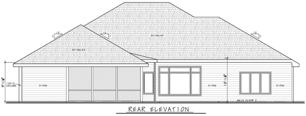 Rear Elevation for House Plan #156932