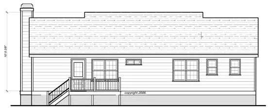 Rear Elevation for House Plan #121021