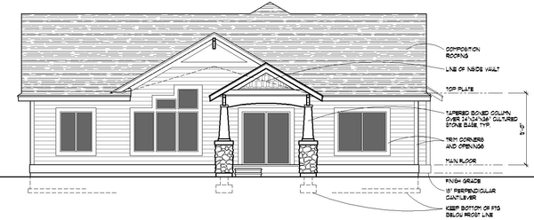 Rear Elevation for House Plan #804241