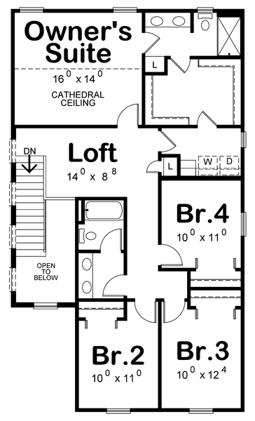 Second Floor Plan for House Plan #155212