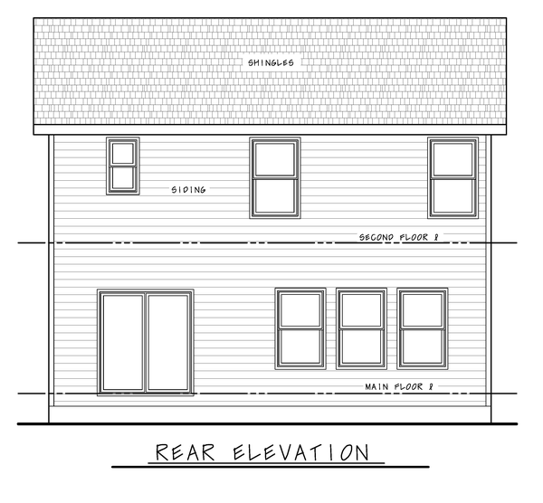 Rear Elevation for House Plan #155212