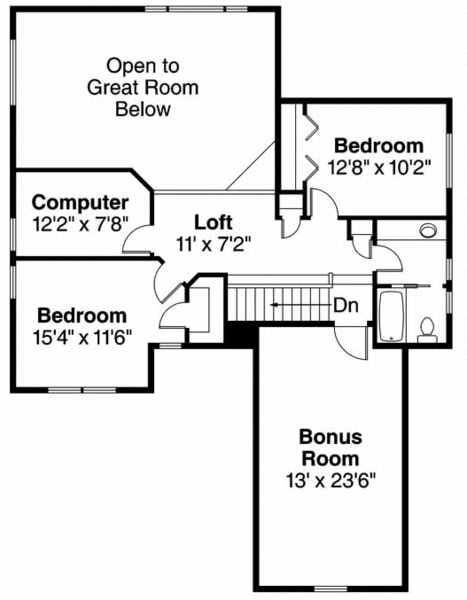 Second Floor Plan for House Plan #346212