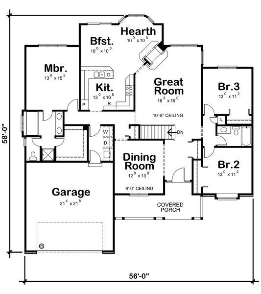 Main Floor Plan for House Plan #159191