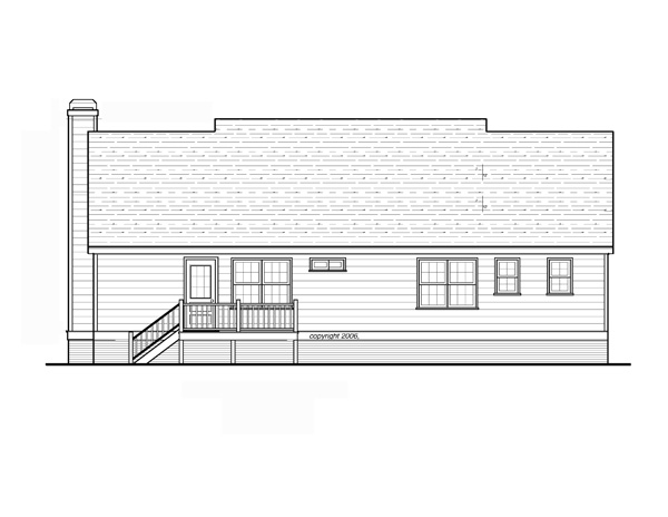 Rear Elevation for House Plan #121023
