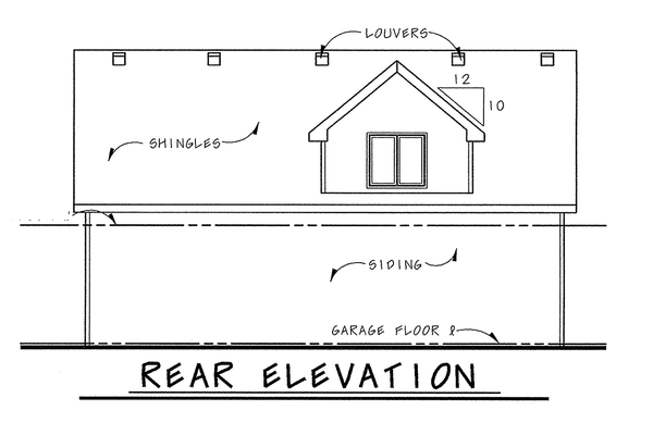 Rear Elevation for House Plan #154041