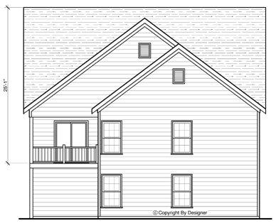 Rear Elevation for House Plan #124151