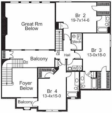 Second Floor Plan for House Plan #638806
