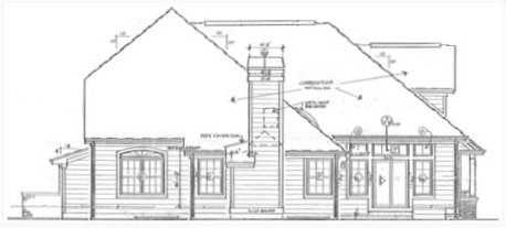Rear Elevation for House Plan #182524
