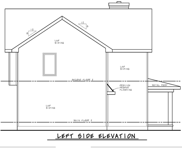 Left Elevation for House Plan #156281