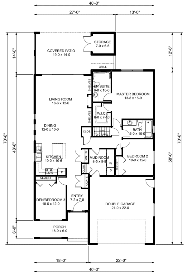 Main Floor Plan for House Plan #195454