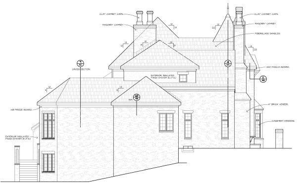 Left Elevation for House Plan #153864