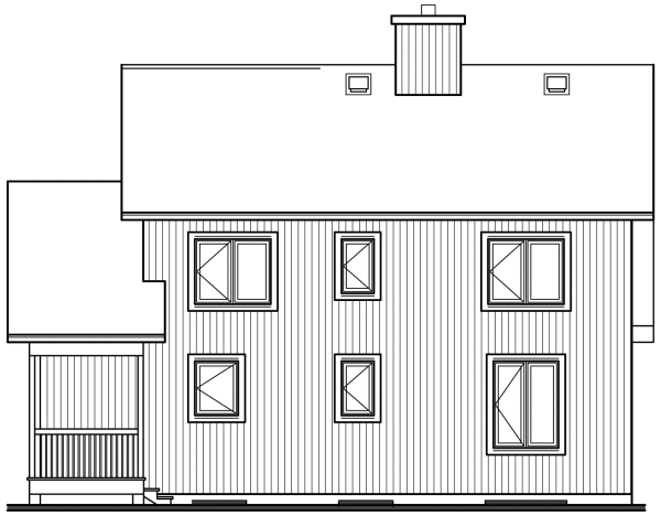 Rear Elevation for House Plan #142454