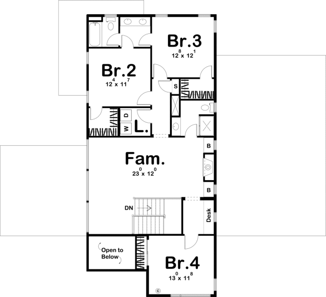 Second Floor Plan for House Plan #707603