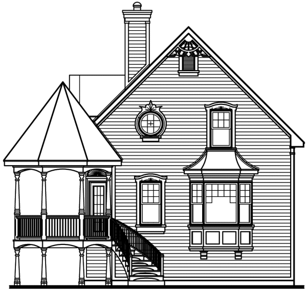 Rear Elevation for House Plan #141652