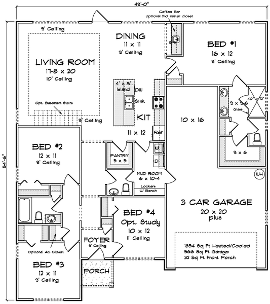 Main Floor Plan for House Plan #244581