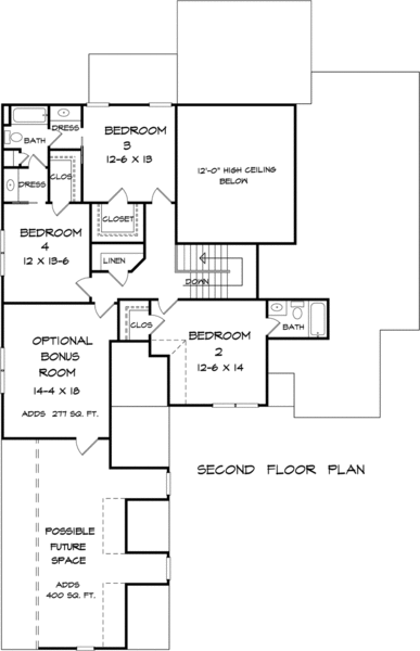 Second Floor Plan for House Plan #714313