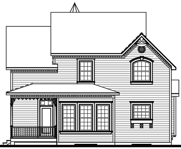 Rear Elevation for House Plan #142754