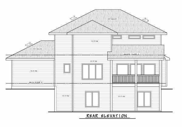 Rear Elevation for House Plan #156923