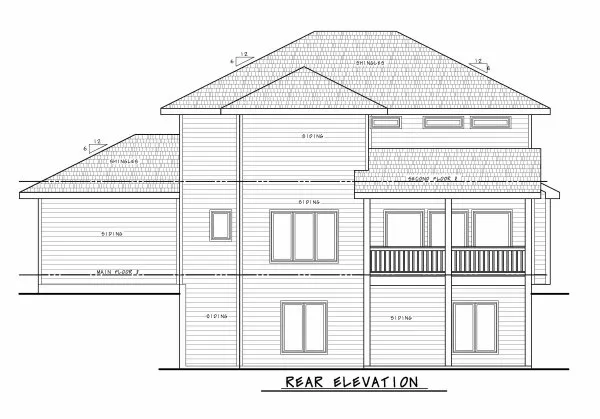 Rear Elevation for House Plan #156923