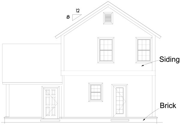 Rear Elevation for House Plan #244651