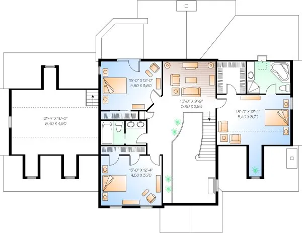 Second Floor Plan for House Plan #141262