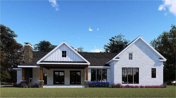 Rear Elevation for House Plan #313702