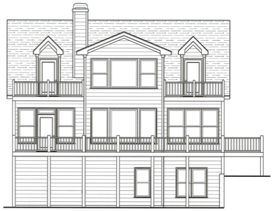 Rear Elevation for House Plan #121971