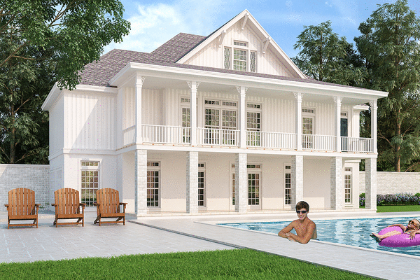 Rear Elevation for House Plan #480261