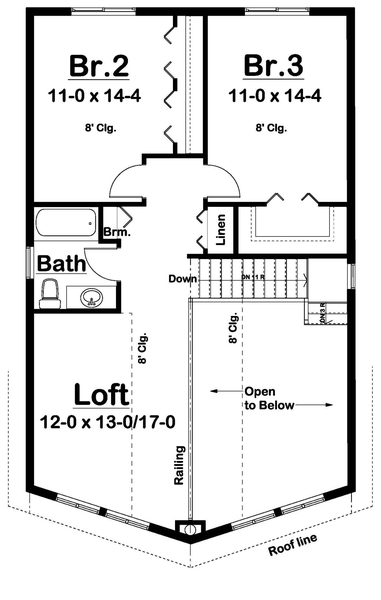 Second Floor Plan for House Plan #203212