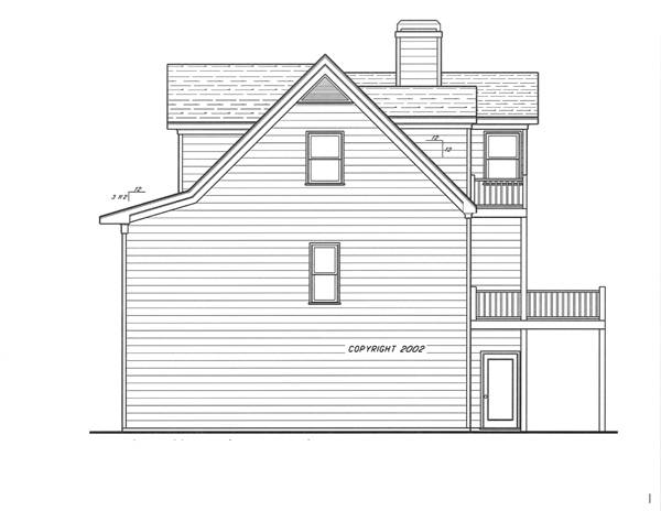 Rear Elevation for House Plan #121281