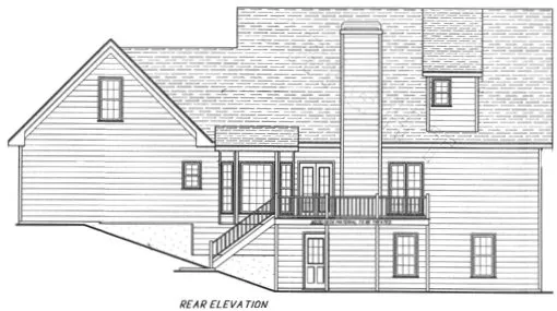 Rear Elevation for House Plan #126391