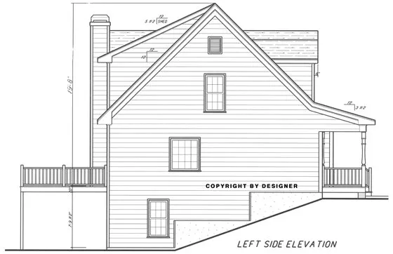 Left Elevation for House Plan #126391