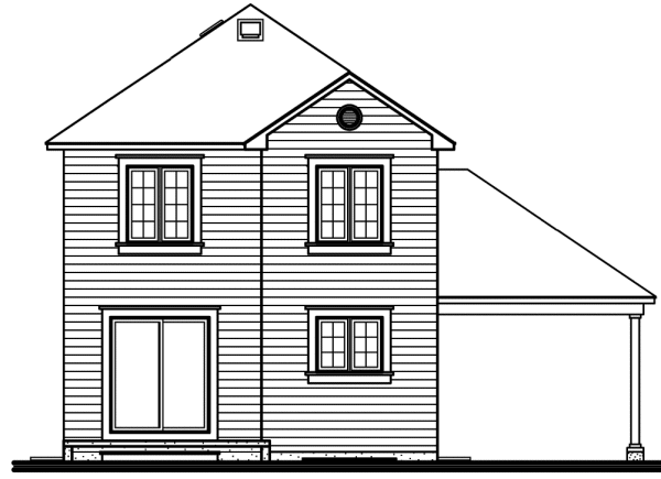 Rear Elevation for House Plan #142572
