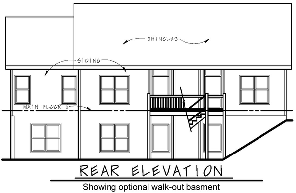 Rear Elevation for House Plan #157381