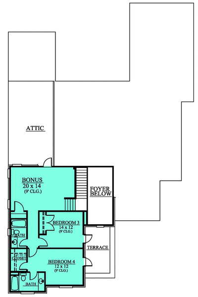 Second Floor Plan for House Plan #304873