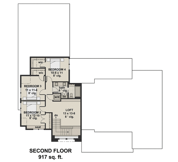 Second Floor Plan for House Plan #289382