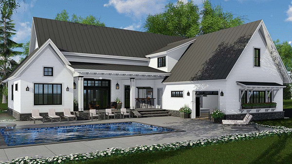 Rear Elevation for House Plan #289382