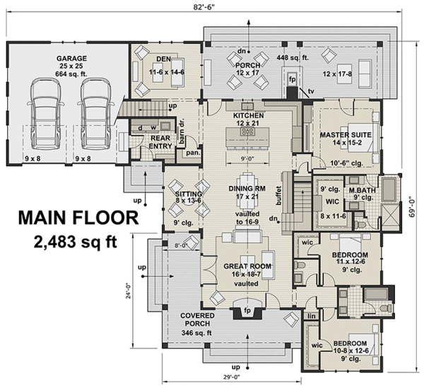 Main Floor Plan for House Plan #283842