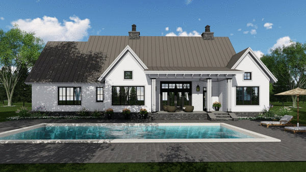 Rear Elevation for House Plan #285212