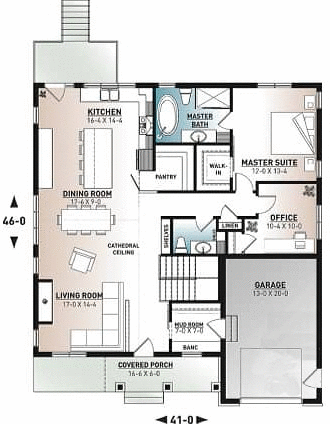 Main Floor Plan for House Plan #144182