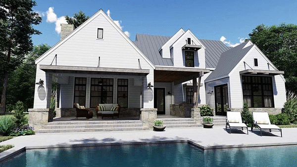 Rear Elevation for House Plan #648282