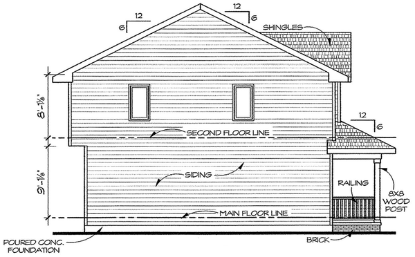 Left Elevation for House Plan #157921