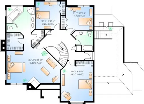 Second Floor Plan for House Plan #141582