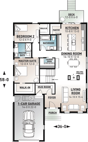 Main Floor Plan for House Plan #141441