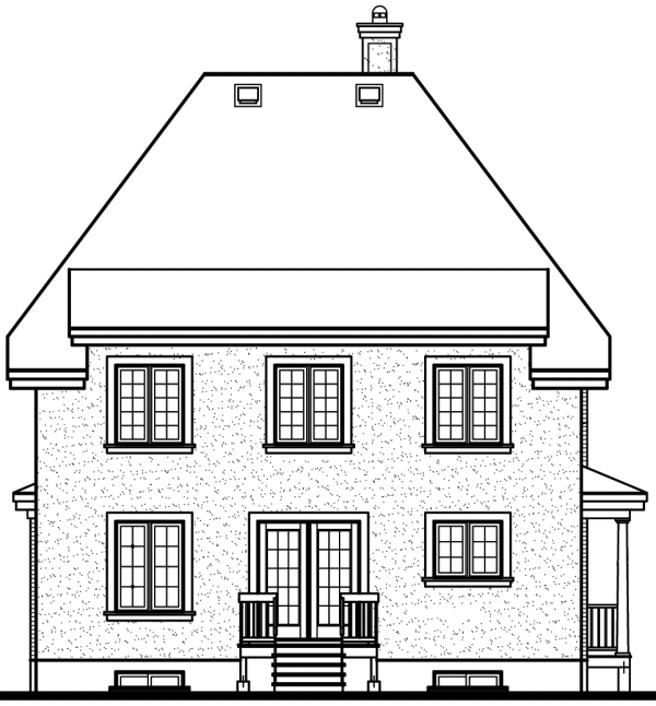 Rear Elevation for House Plan #149584