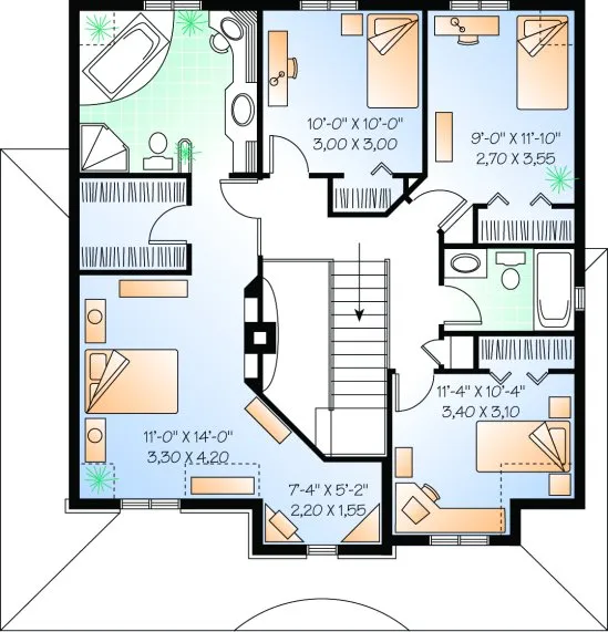 Second Floor Plan for House Plan #149584