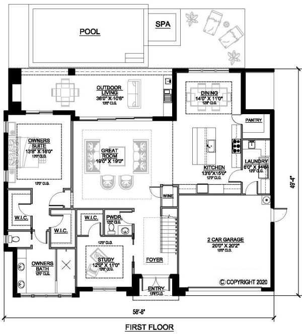 Main Floor Plan for House Plan #913082