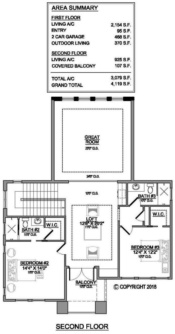 Second Floor Plan for House Plan #919703